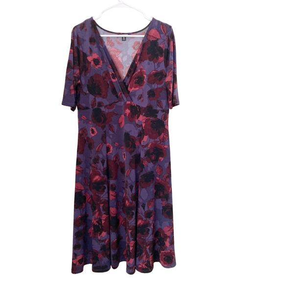 George Women's Dress Size L (12-14) Purple Floral Print Stretch - Picture 1 of 7